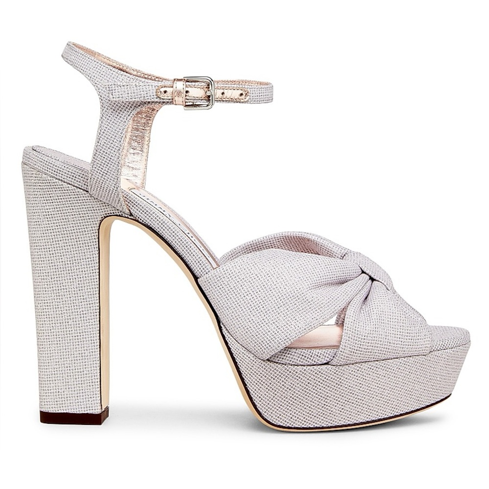 EUC JIMMY CHOO Heloise 120MM Glitter Platform Sandals Macaron 36.5 $1,025 - Picture 4 of 13